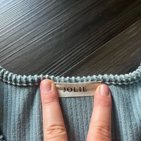 NWOT Jolie (Palmetto Moon) Blue V-Neck Ribbed Babydoll Top - Picture 3 of 3